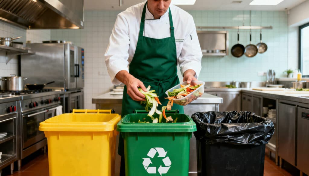 chef cuisinier trie déchets